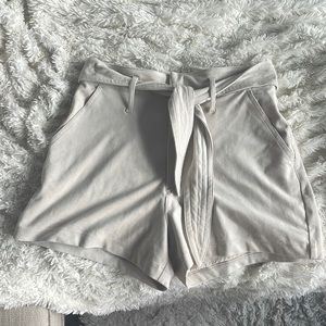 Beige Velvet Shorts